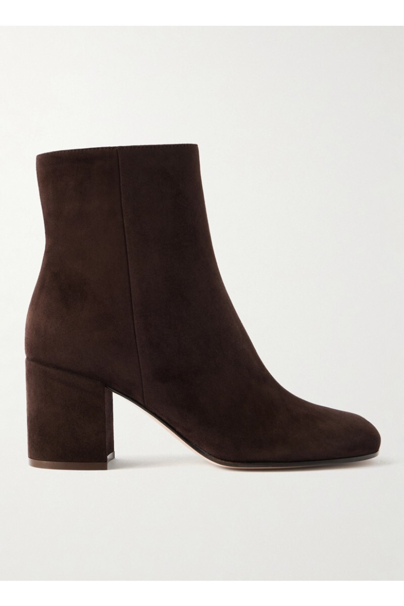 GIANVITO ROSSI 지안비토로씨 지안비토로씨 조엘리 스웨이드 앵클 부츠 70mm 초콜릿 46376663162838915