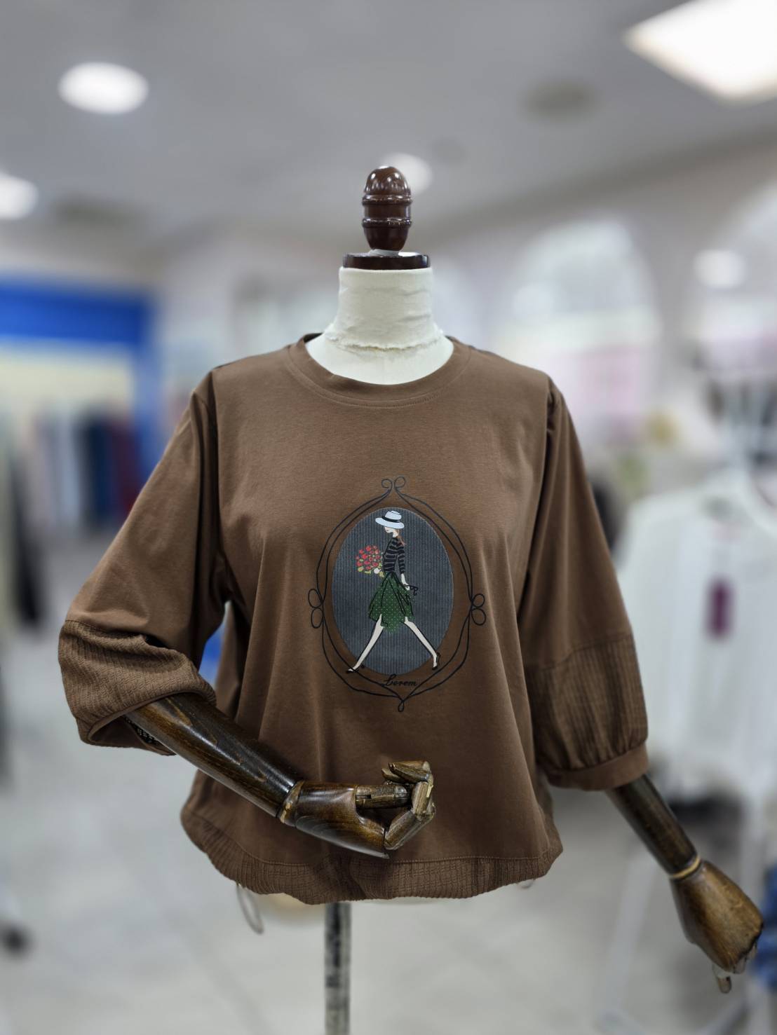 (주)스타일씨앤씨 스테파니 [스테파니]스테파니 배색 포인트 7부 포인트 티 A25TS5305