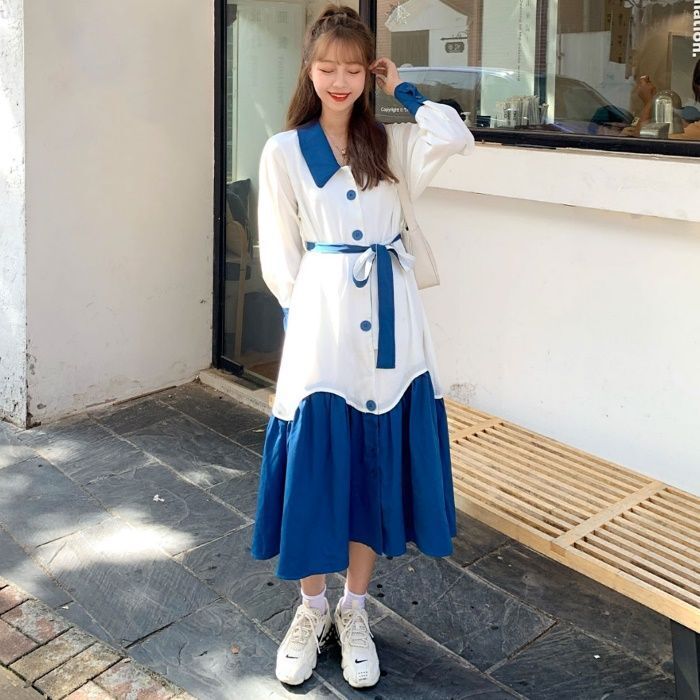 허그허그 허그허그 / 어텀 실키 카라 셔츠 원피스