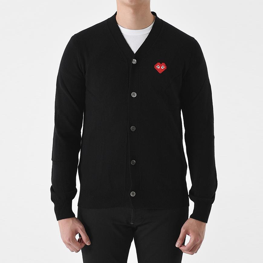 COMME DES GARCONS 꼼데가르송 P1N084 스페이스 인베이더 하트와펜 V넥 가디건 AZ N084 051 1