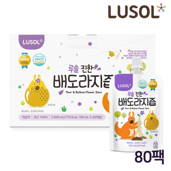 [루솔][루솔] 진한 배도라지즙 선물박스 80포 선물박스 (1박스 20포 x 4개)