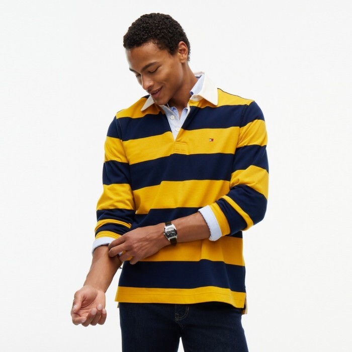 TOMMY HILFIGER 타미힐피거 남성 [공식] [타미힐피거] 에센셜 스트라이프 럭비 티셔츠 (T12G7TPO670MT1ZF8)