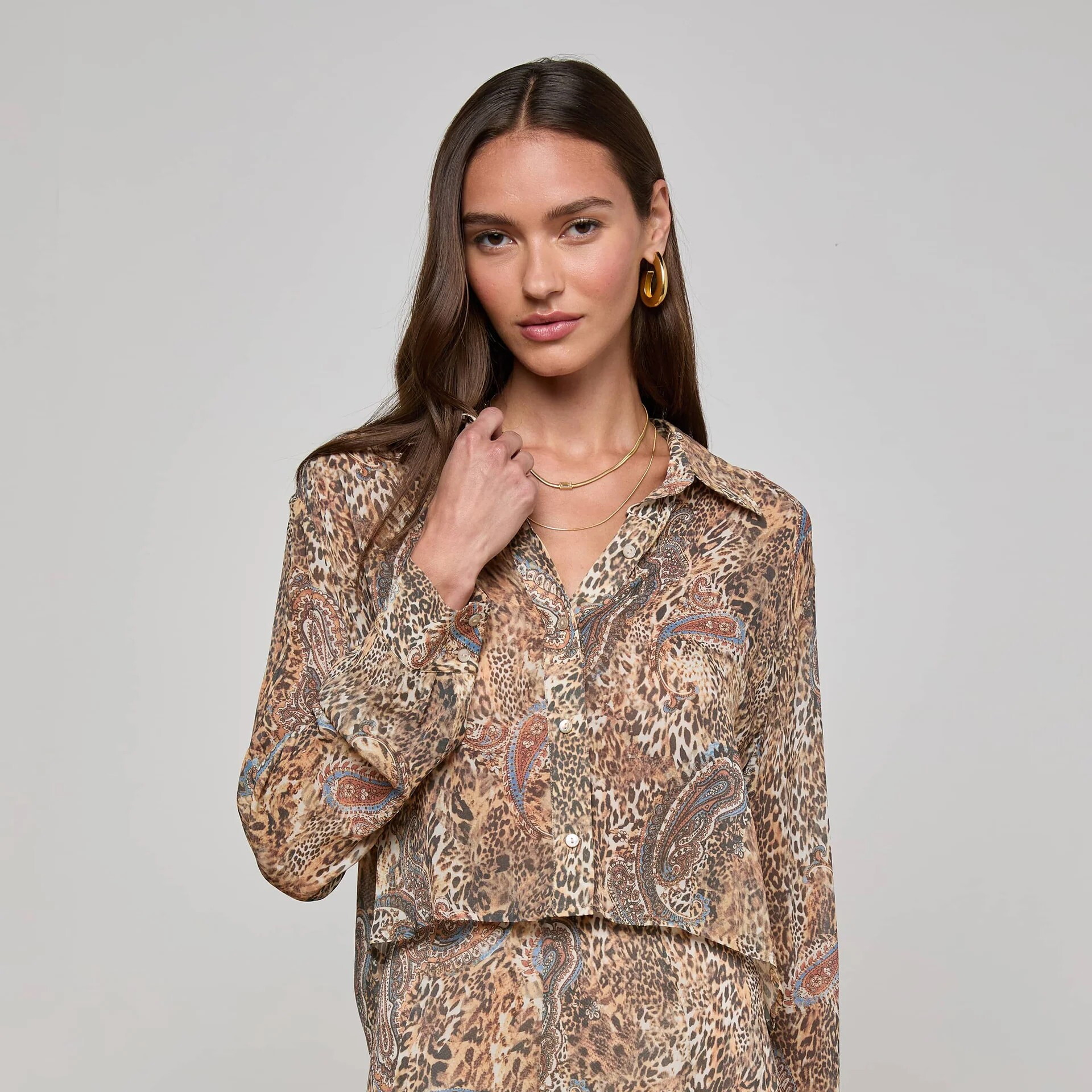 L'AGENCE 라장스(AVE) Cosette Button-Down Shirt 40548VAJ VALS
