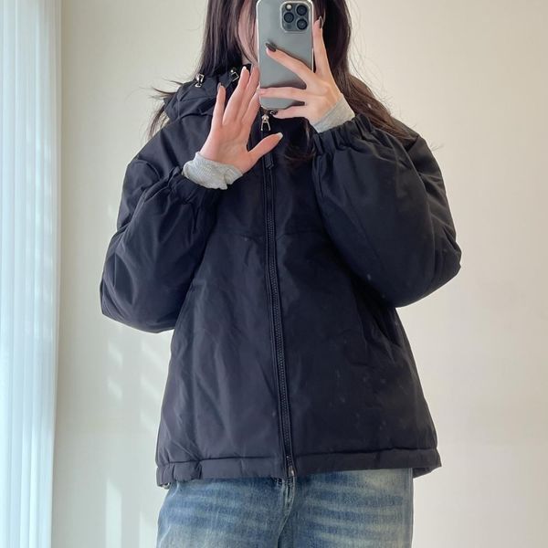 세븐제이스(7Js) 옷자락 [하프클럽/옷자락]여자 겨울 하이넥 스트링 후드 더블집업 패딩 점퍼