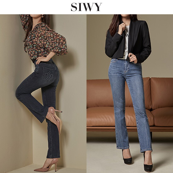 [씨위][SIWY] 씨위 세미 플레어 데님 팬츠 2종_M