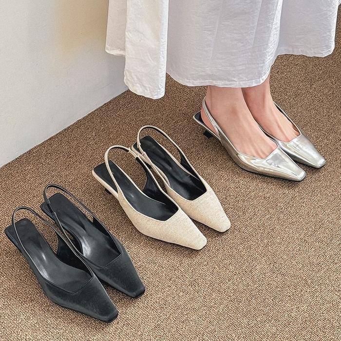 도매신 셀러허브제화 [슈썸] RJ-p31113 캐주얼한 여성 실버 슬링백 펌프스