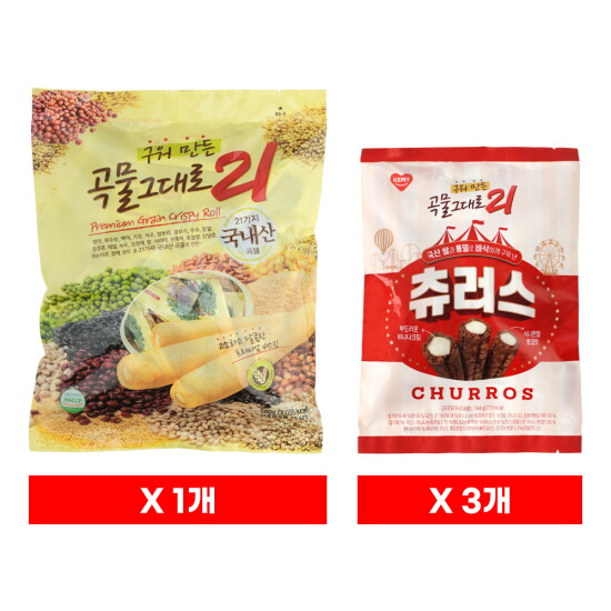 [개미식품]곡물그대로21 오리지널 500g 1봉 + 츄러스 144g*3봉