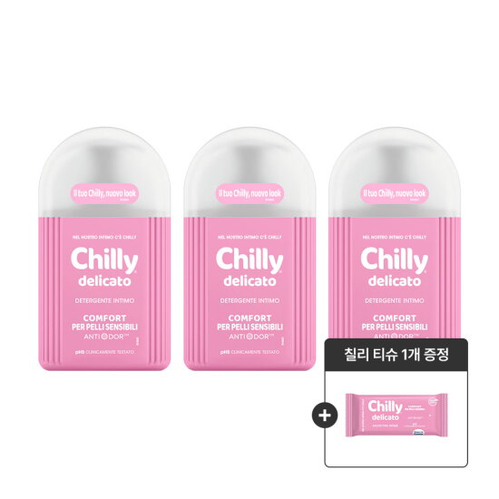 [칠리]칠리 Chilly 여성청결제 델리카토 200ml, 3개(+티슈증정)