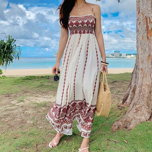 비바럽 [하프클럽/비바럽]오디세이 비치 원피스 OP18158F 스모크밴딩 에스닉 휴양지 바캉스 롱원피스 OP18158F