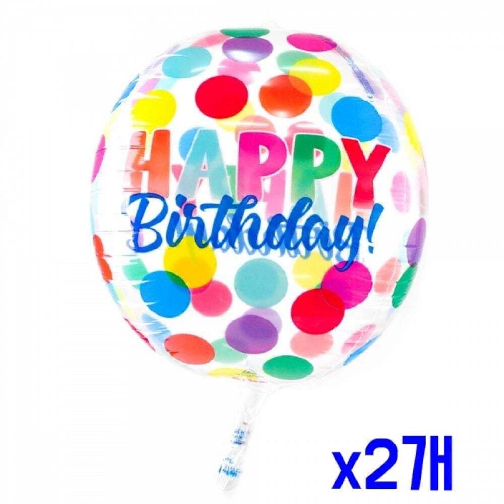오너클랜 생일파티 장식 생일 양면 옹브레 은박풍선 x27H 2개 투명풍선
