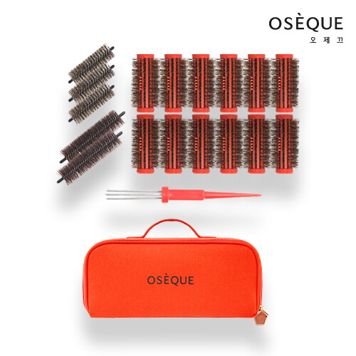 (주)송학 [천연 프리미엄 돈모 헤어 구르프] 오제끄 구르뽕 12개+헤어롤(대X2+소X3)+핸드롤+구르뽕 파우치