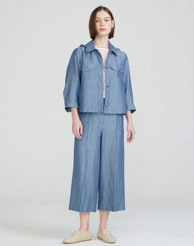 닥스레이디스 [닥스 여성] [25SS] DLJA5B401B2 블루 탈착후드 린넨혼방 자켓