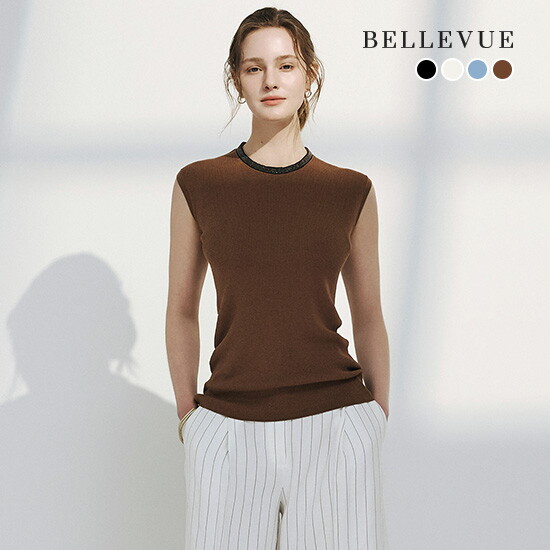 [벨뷰][상시가 : 89,000원] 26SS 메탈 비즈 캡슬리브리스 니트 2종