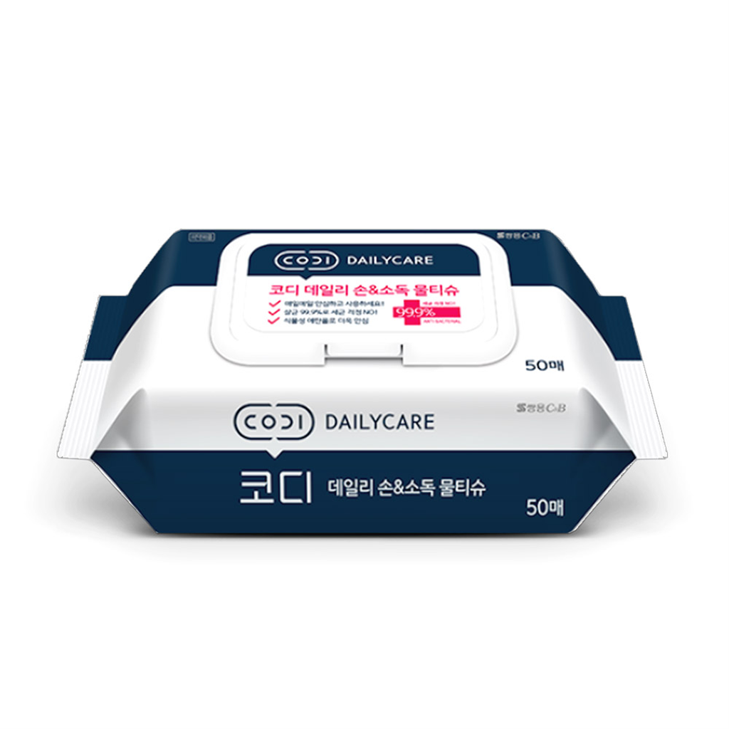 쌍용씨앤비 쌍용씨앤비 코디 데일리 손 소독 물티슈 캡형 50매 1팩