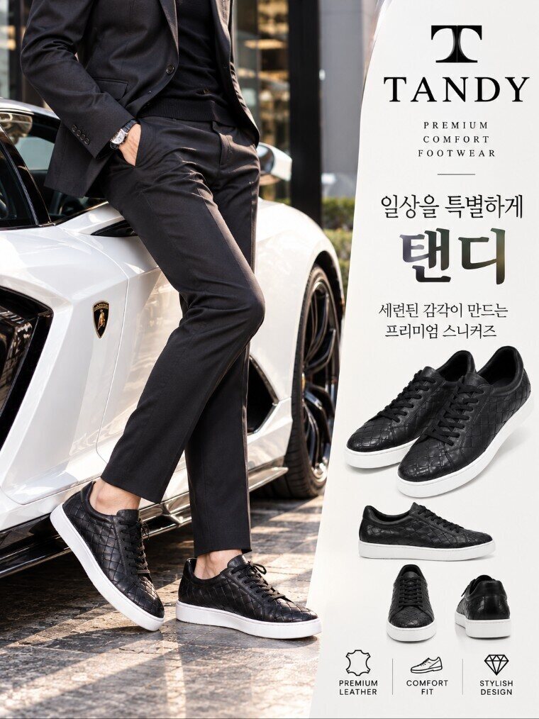 탠디 (패플) [탠디]남성 캐주얼화 전국베스트 소가죽 3cm 스니커즈 Y2F4A012VSBT1_SH