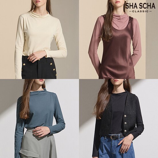 [홈쇼핑인기]샤샤 카울넥 티블라우스 4종