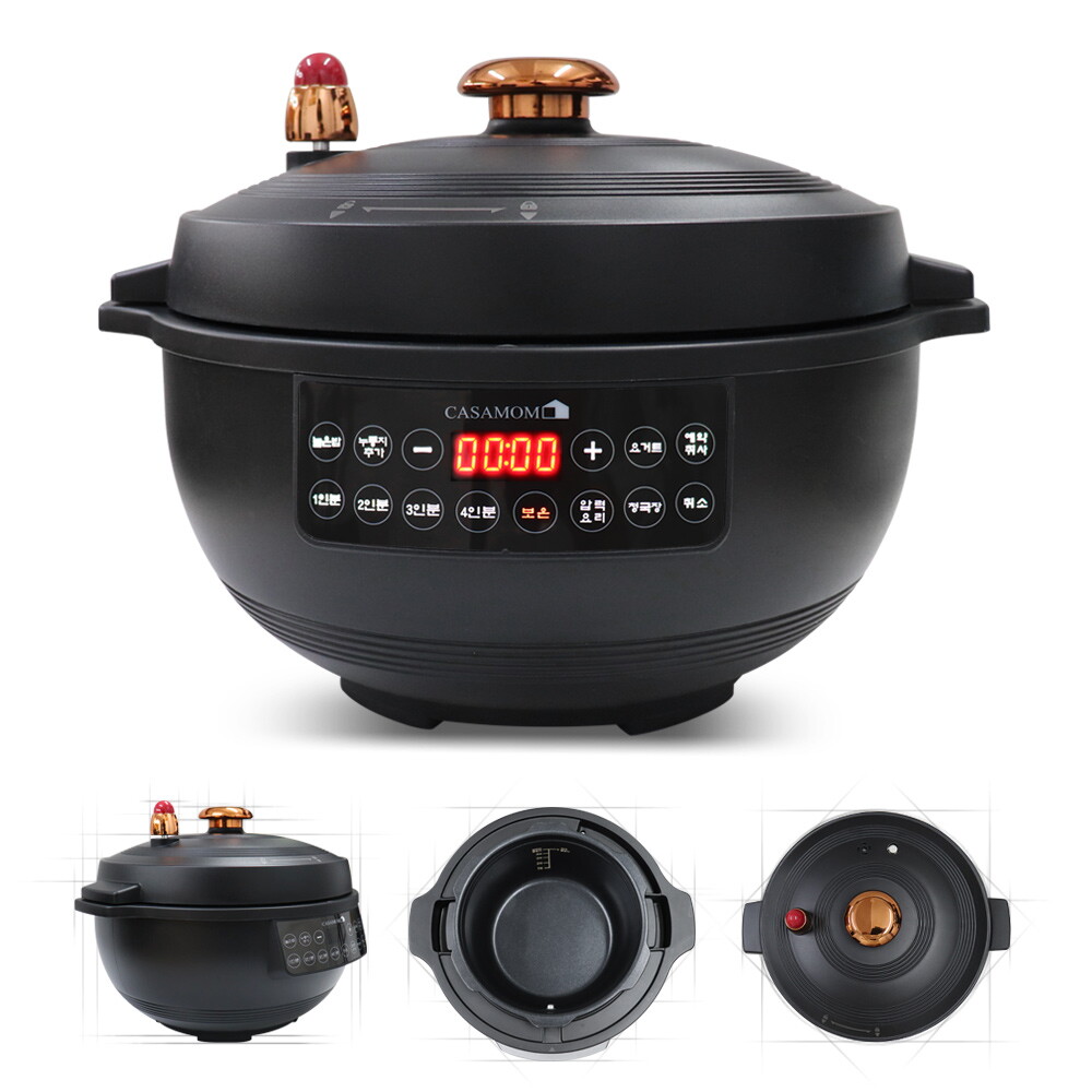 까사맘 까사맘 까사맘 4분 전기 압력밥솥 시즌2 누룽지 가마돌솥밥 1~6인용 홈쇼핑 정품