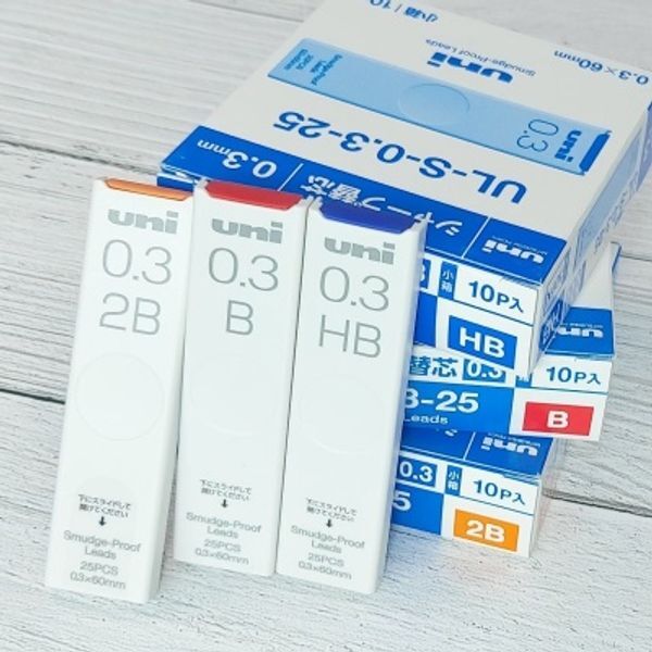 미쓰비시연필 한국판매 교보문고 문구반점 0.3mm 번짐없는 샤프심..유니 Smudge Proof 1갑(10통)