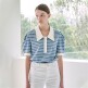 [누브][정상가 59000원][누브] Stripe Puff Collar T-Shirt - Sky Blue