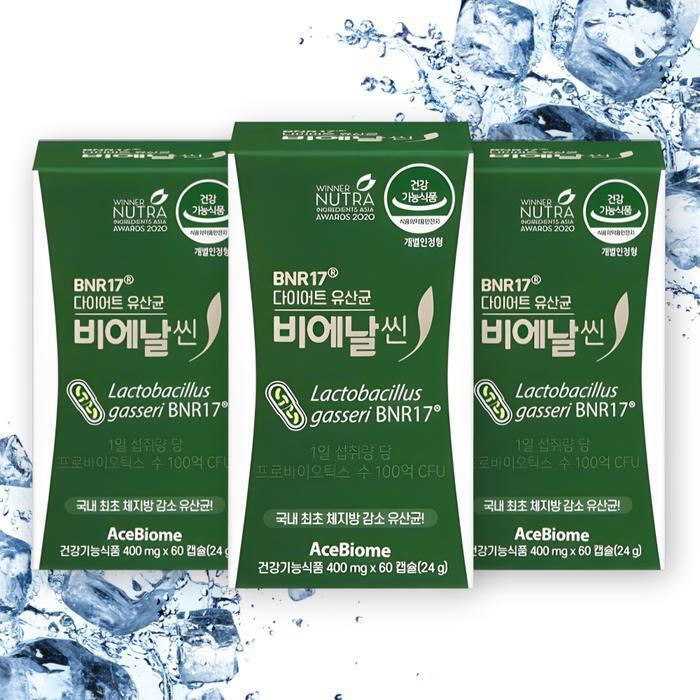서흥 셀러허브 식품 BNR17 다이어트 유산균 비에날씬 400mg x 60캡슐 3박스 //TB