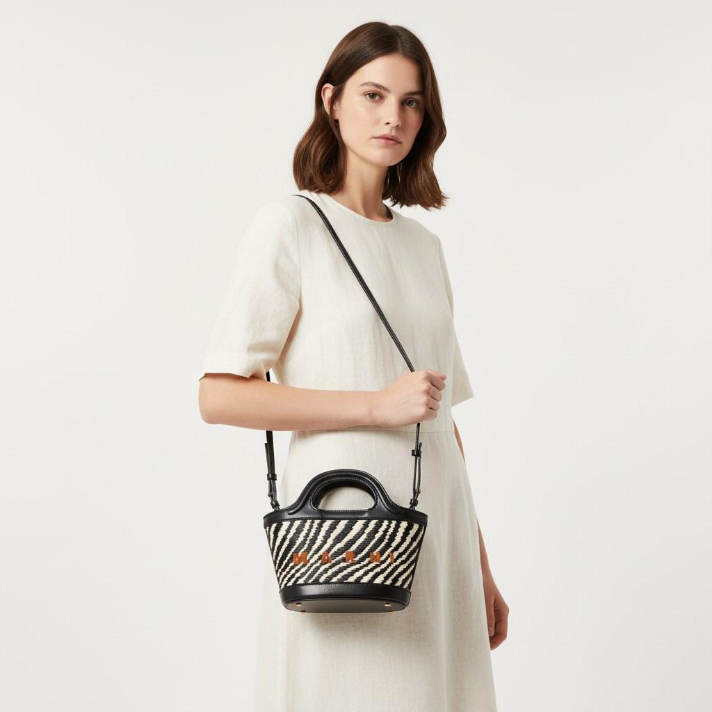 마르니 마르니 MARNI 26SS 웨이비 라피아 이펙트 TROPICALIA 마이크로 백 (BMMP0067 U2P9841 00N99)