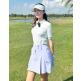 [헤지스골프][헤지스 골프 여성] [24SS] HWTS4A211OW 클리어런스화이트 자가드 하프집 반팔 티셔츠
