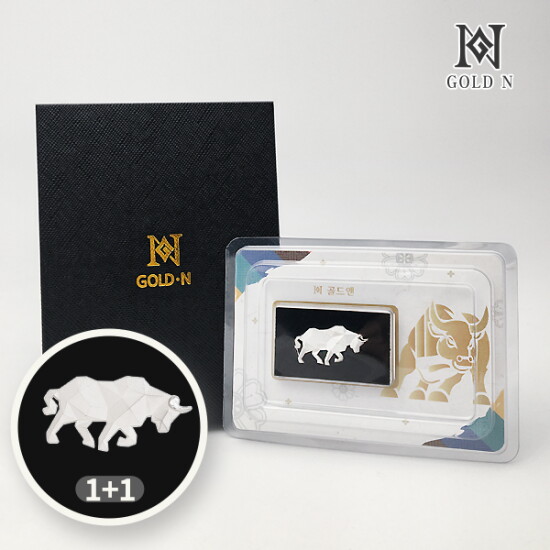 [골드앤금거래소]황소 디자인 실버바 3.75g [1+1][2개 구성/개별포장]