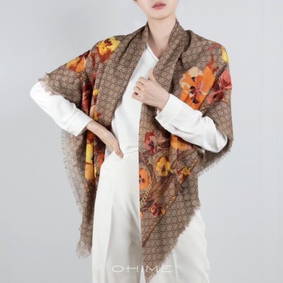 (국내당일출고) 구찌스카프 쉬폰 스퀘어 플라워 (140cmX140cm) 508797 택1