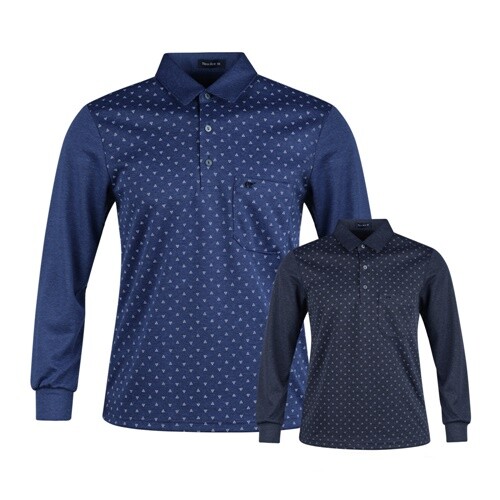 뉴에이스 럭스골프 남성 약기모 긴팔 카라 골프셔츠 AE2W412