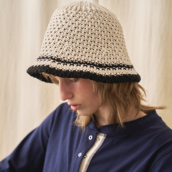 [벤시몽][24SS] STRIPE BUCKET HAT - DARK GREY