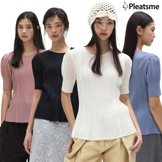 [플리츠미]26SS 플리츠 웨이브 퍼프 블라우스 2종