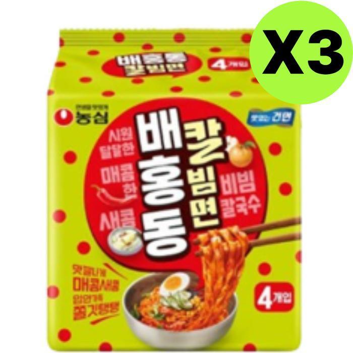 셀러허브 식품 농심 배홍동 칼빔면 비빔 칼국수 봉지 라면 4개입 X 3