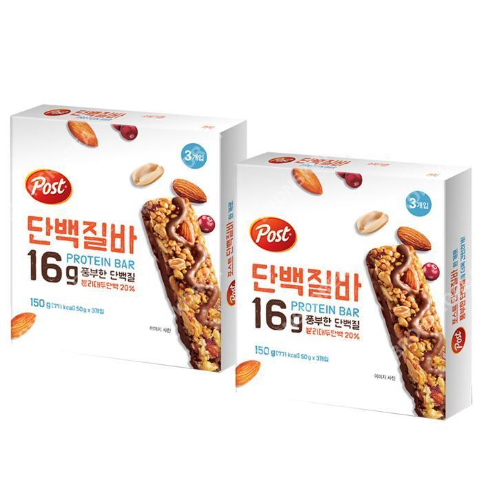 셀러허브 식품 포스트 단백질바 3개입 X 2개 프로틴바 에너지 과자 견과류