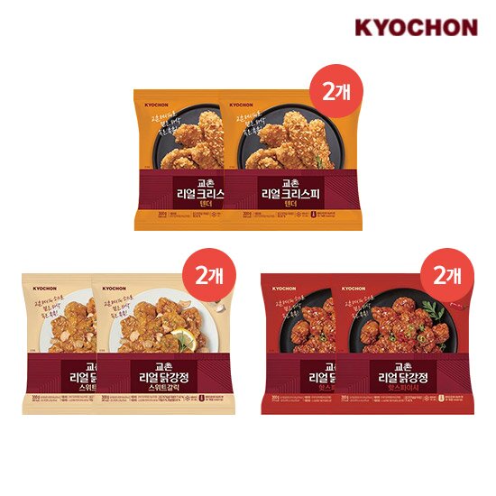 [엘라이브 특가!] 리얼시리즈 3종, 총6팩 (스위트갈릭2팩, 핫스파이시2팩, 크리스피텐더2팩)