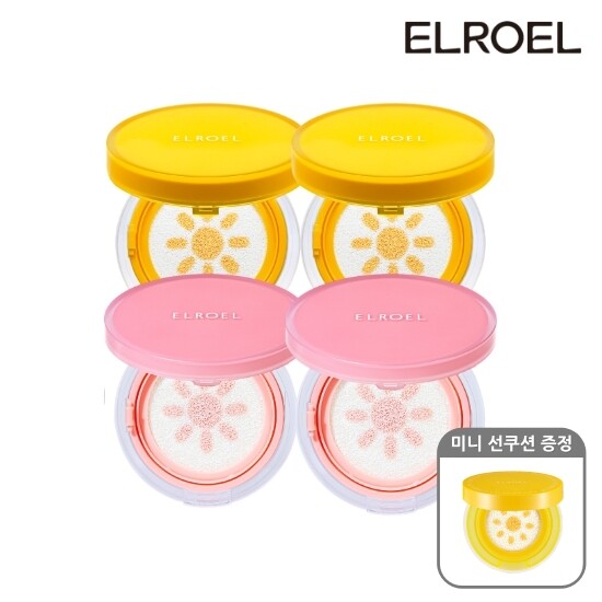 [엘로엘(화장품)][엘로엘] 핑크 톤업 선쿠션 본품2+파데프리 선쿠션 본품2+미니 선쿠션 증정