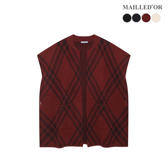 [홈쇼핑인기]마예도르 메리노울100 체크 숄 판초