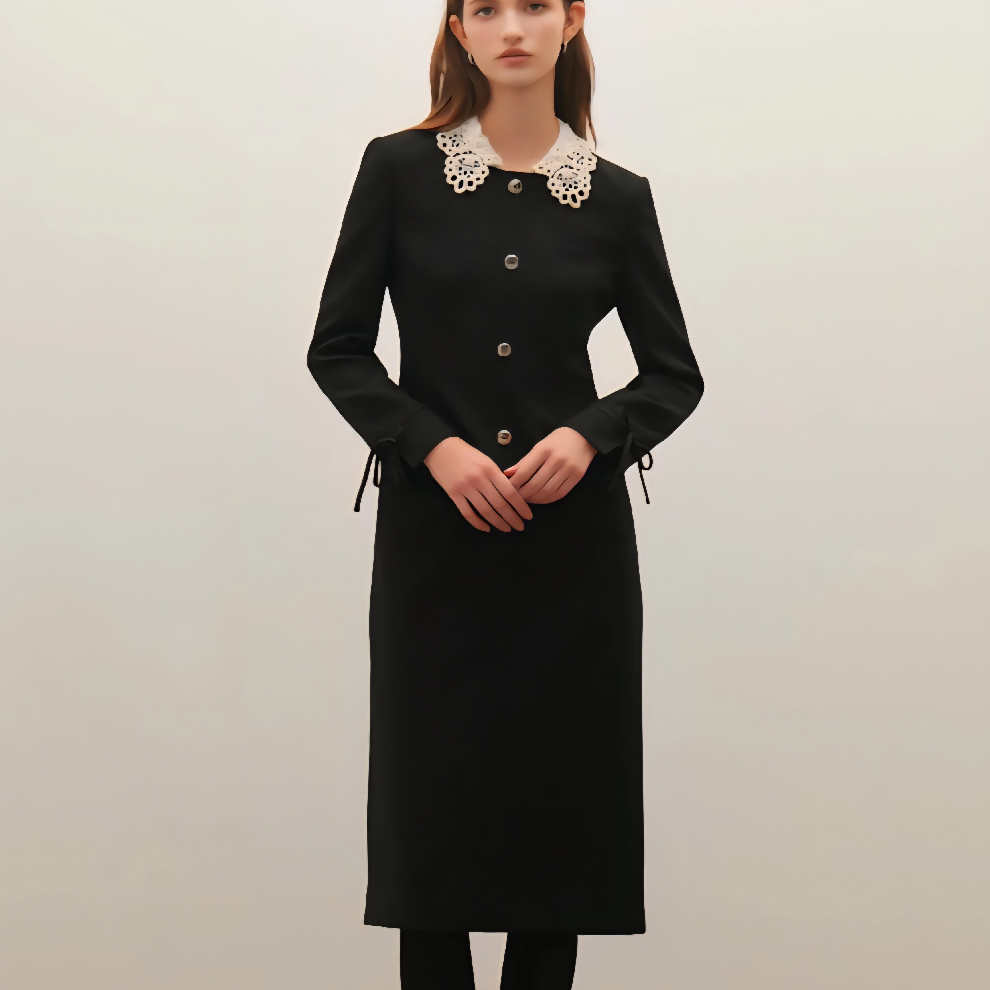 샤틴 [샤틴]레이스카라 탈,착 머메이드 트위드원피스S254B608A