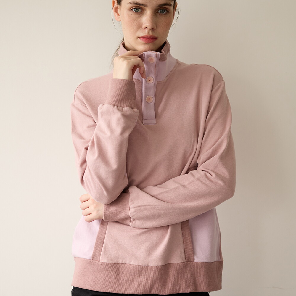 프릭스 바이 김태훈 [프릭스] Cutting Edge Color Combination Rib Loose Fit Turtle Sweatshirt_Light Shell Pink