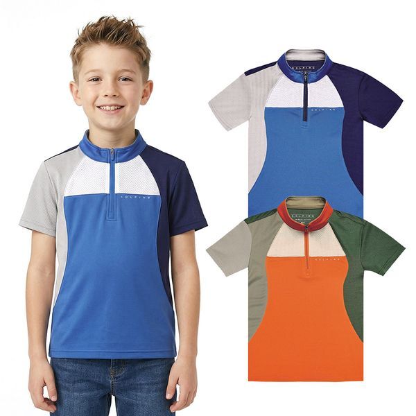 KOLPING [하프클럽/콜핑]콜핑 남아동 하이쿨 흡습속건 배색 등산 키즈 반팔 반집업 티셔츠 KSC051NT5B