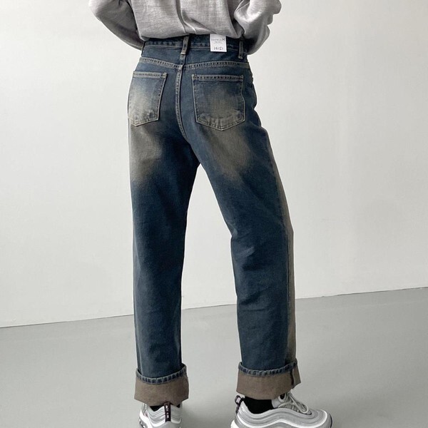 다잇템 [하프클럽/다잇템]여자 스톤진 통 Y2K 통브러쉬 워싱 데님팬츠