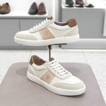 닥스구두(아울렛) 남성 3cm굽 천연소가죽 베이지 밴딩끈 스니커즈 DOX2410601 KA31 NA