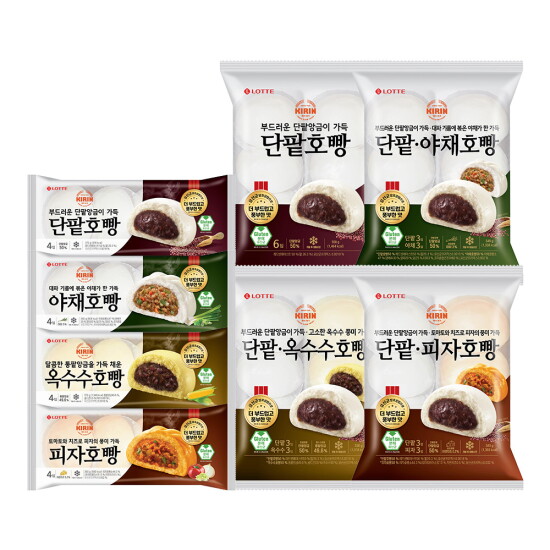 [롯데웰푸드]기린호빵 4입 + 6입 8종 총 14개입 골라담기 단팥 야채 피자 옥수수 맛