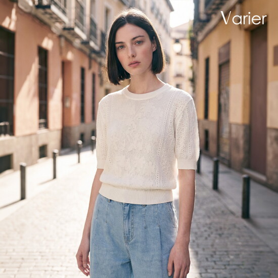 [베리에][런칭가:79,900원]○26SS 레나 프렌치린넨 블렌드 자카드 니트 2종