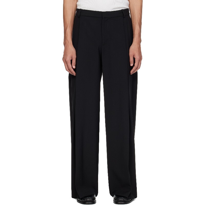 카사블랑카 카사블랑카 블랙 울 플리츠 슬랙스 M-SS26-TR-417-02 WV TAILORING