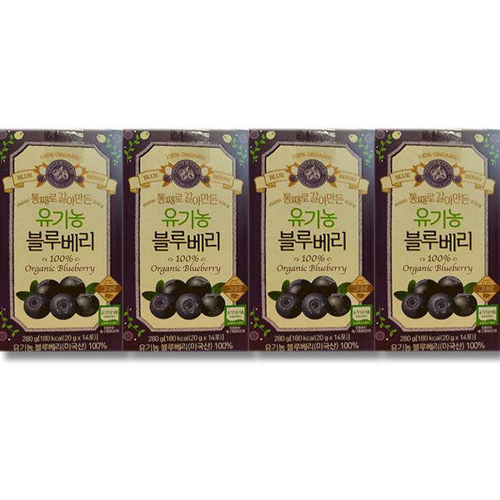 셀러허브 식품 홀베리 통째로 갈아만든 유기농 블루베리 20g x 14포 4박스