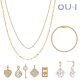 [오유아이]OUI 18K 골드 볼륨체인 목걸이 + 18K 골드 프린세스 귀걸이 + 45cm 체인목걸이 + 테니스팔찌 + 참 5종 (총 9종)
