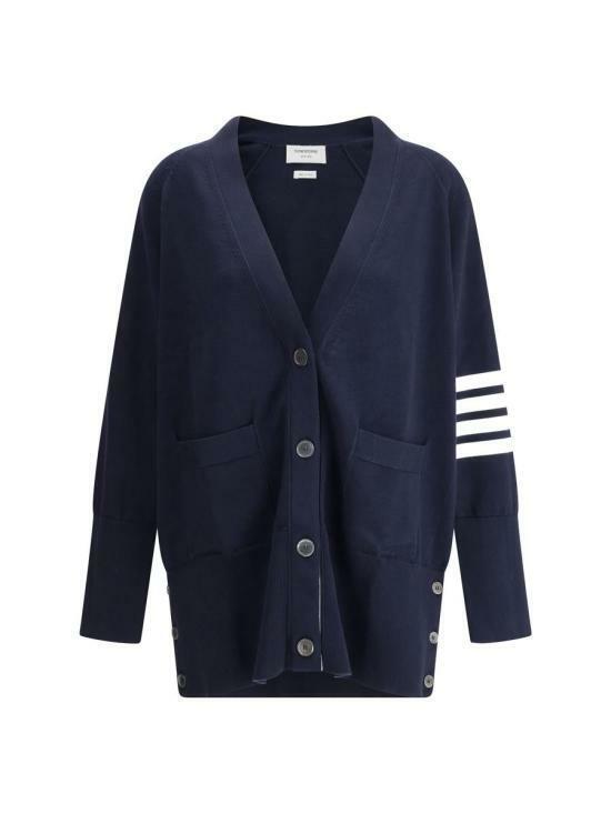 톰브라운 [명품]  4바 스트라이프 이그재저레이트핏 져지 스티치 롱 가디건 FKC424A Y300..