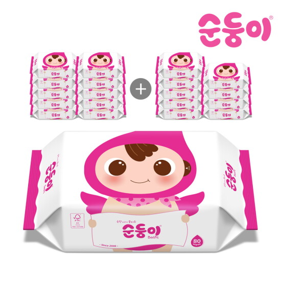 [순둥이][순둥이]베이직 물티슈 리필형 80매 20팩/S-BR