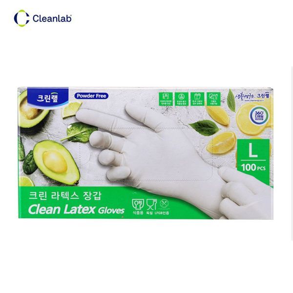 알티피아 [하프클럽/알티피아]크린랩 크린 라텍스 장갑 100개입 L 고무장갑 주방 요리용 일회용
