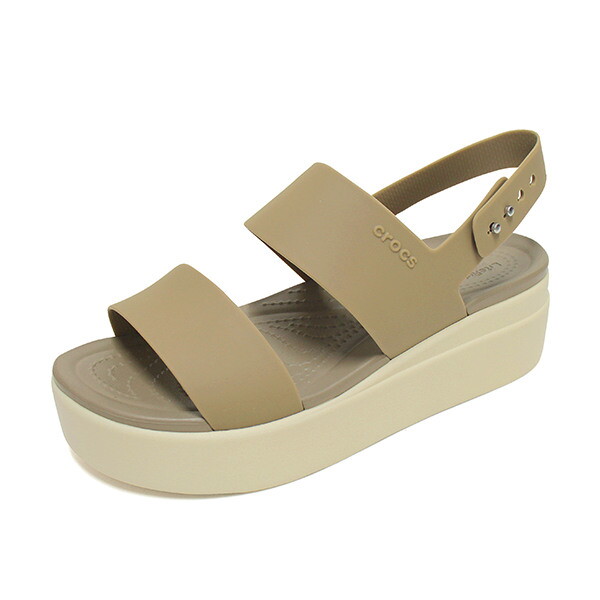 크록스 (패플) [크록스]크록스 브루클린 로우 여성 웨지 샌들 슬리퍼 휴양지 카키 206453-2YI